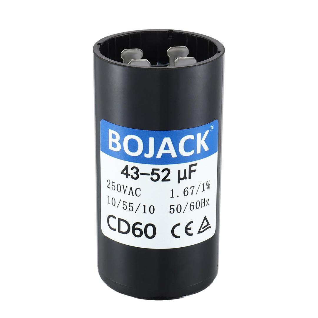 BOJACK 43-52 uf/MFD 250 VAC 20% 50/60 Hz CD60 Round Motor Start Capacitor