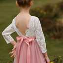 Abaowedding Lace V-Back Flower Girl Dress Tutu Tulle Princess Party Dress with Satin Sash, 6-7Y