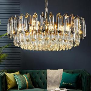 23.6" Modern Crystal Chandelier with Grey Crystal Gold 3-Tier Luxury Pendant Light 12-Light Ceiling Pendant Lighting for Dinning Room Living Room Foyer