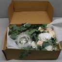 Ling's moment 2PCS Artificial Floral Swags Arch Flowers Wedding Centerpieces Flower Rose Garland Mantel Greenery Arrangements for Sweetheart Welcome Signs Decor Wall Window Home Decor White & Sage