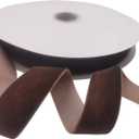 Nylon Velvet Ribbon Single Faced,1 Inch X 25Yards Spool (Brown)