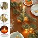 6.4ft Smokey Christmas Garland with Lights, Prelit Natual Rustic Cedar Pine Garland with Pine Cones for Home New Year, Mantle, Fireplace, Indoor Outdoor Decoration Simple Garland