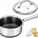 Hybrid Nonstick 1.5 QT Saucepan with Lid, Stainless Steel Honeycomb Pot with Two Pour Spouts,Compatible with All Cooktops,Dishwasher and Oven Safe