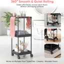 Metal 3 Tiers Salon Rolling Tray,Salon Tray on Wheels,Hair Extension Holder Salon Trolley,Hairstylist Tool Storage Cart for Salon(Black)