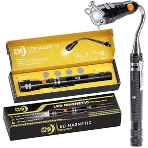 Magnetic Pickup Tool Gifts for Men, Telescoping Magnet Flashlight, Gifts Idea & Gifts for Him, Mechanic, Tech, Handyman, Boyfriend, Birthday Gifts for Dad, Husband, Father, Black