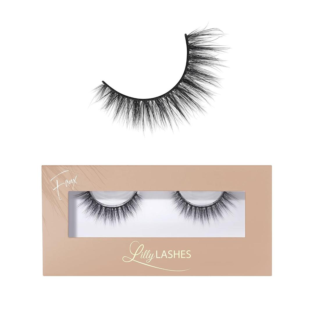 Lilly Lashes Everyday Bare it All Natural Lashes, Faux Mink Natural Eyelashes, False Eyelashes Everyday Use, Cat Eye Lashes, Individual Lashes Reusable up to 20x, No Lash Glue Included (13mm)