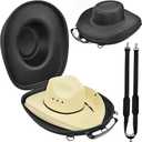 PAIYULE Crush - Proof Cowboy Hat Carrier Case - Fits 2 Cowboy Hats, Storage for Cowboy, Panama, Fisherman & Tweed Hats with Shoulder Strap and Handle (Case Only)