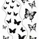 2 x Tattoos 2 Sheets Temporary Tattoo 3D Black Butterfly Dashed lines for Women Men Lower Back Shoulder Neck Arm Tattoo Sticker Party Fashion