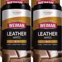 Weiman Leather Cleaner Wipes - Clean Condition UV Protection Help Prevent Cracking or Fading of Furniture, Car Interior, Couch, and Shoes, 4 Pack