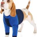 LeLePet Dog Recovery Suit for Front Legs, Dog Sleeve to Stop Licking, Elbow Protector for Leg Injuries Shoulder Wounds After Surgery Male Female,Zippered Long-Sleeved Shirt Cone Alternative(S-3XL) (2XL, Blue)