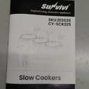 Sunvivi Slow Cooker, Triple Slow Cooker Buffet Server and Food Warmer, 3-Section 1.5-Quart Upgraded Oval Ceramic Pot with Stainless Steel Lid Rests, 3 Spoons, Total 4.5 QT (Black/Silver)