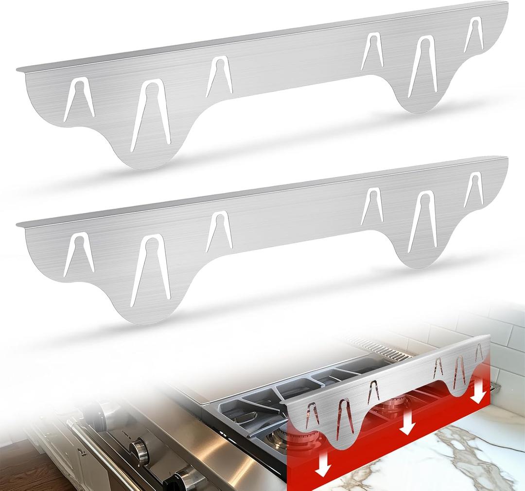 2 Pack Stove Gap Covers, 316 Stainless Steel, Length 23.5"-47" by puxyblue,Oven Gap Filler Between Stovetop and Counter, Microwave and Range Trim Kit, Heat Resistant Silver