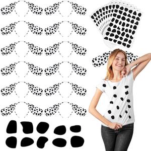 Knitgrip 12 Set Christmas Dalmatian Ears Headbands Set Dog Ears Headbands Costume with 15 Spot Stickers for Xmas Cosplay Party