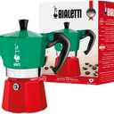 Bialetti - Moka Express Italia Collection: Iconic Stovetop Espresso Maker, Makes Real Italian Coffee, Moka Pot 6 Cups (9 Oz - 270 Ml), Aluminium, Colored in Red Green Silver