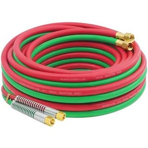 RX WELD Oxy Acetylene Hose, Torch Hose 1/4-Inch × 25 Feet with 9/16"-18 B Fittings, Torch Hose, Grade R