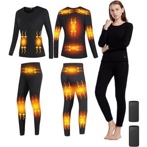 Women's Heated Thermal Underwear Set, Women's Winter Outdoor Sports Underwear with 16 Heating Zones, Electric Heated (Medium, Black)