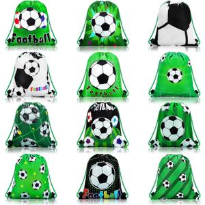 Tondiamo 12 Pcs Baseball Soccer Party Favor Bags Kids Drawstring Soccer Candy Goodies Treat Bags Supplies