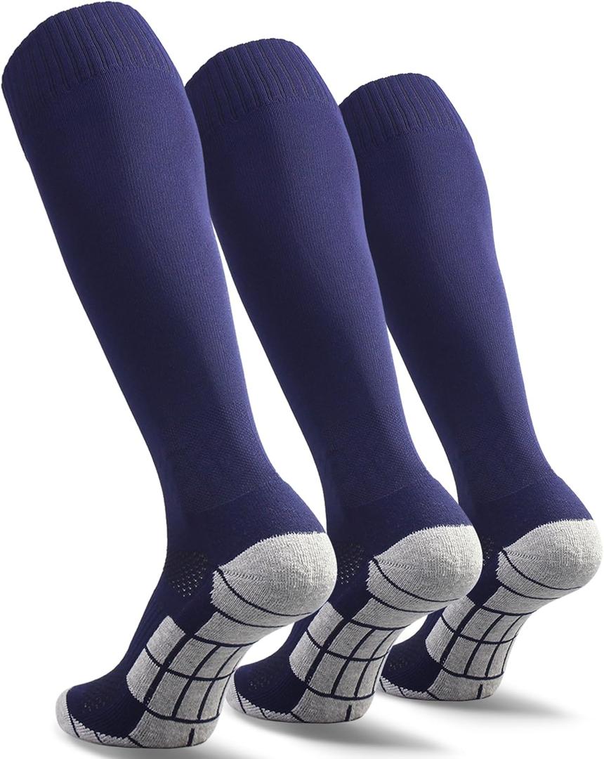 CWVLC Soccer Socks (1/3/5 pairs) Team Sport Knee High Socks for Adult Youth Kids (Medium)