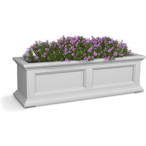 Mayne Fairfield 3-Foot Window Box  Self-Watering, Weather-Resistant Planter for Flowers  Durable Design for Outdoor Use, Perfect for Windows (White)