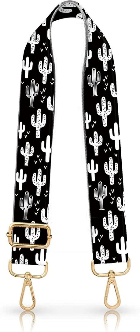Wide Purse Strap Replacement Crossbody Handbag Shoulder Strap Adjustable Bag Straps Replacement (Luxury Cacti [Gold Buckle])