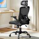 Marsail Ergonomic Mesh Office Chair High Back Desk Chair Adjustable Lumbar Support with Headrest Flip-Up Liftable Arms Swivel Computer Task Chair for Big and Tall People (Black)