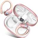 Wireless Earbud Bluetooth 5.4 Headphones 75Hrs Playtime, 2025 Bluetooth Earbuds Deep Bass Noise Cancelling Mic, Over Ear Bud with Sport Earhooks, IPX7 Waterproof LED Display, Button Control, Rose Gold