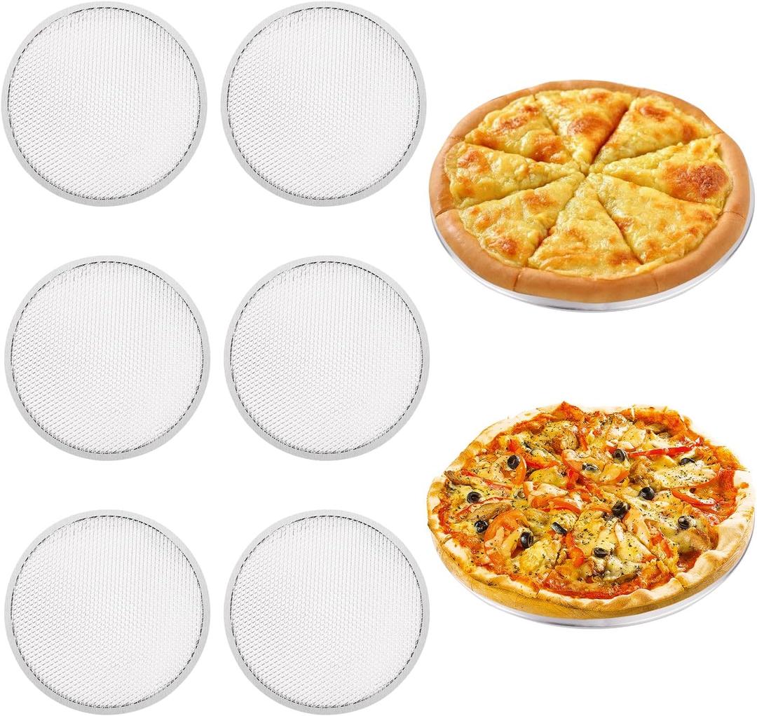 BUWUSMU 8 Pcs 8 Inch Pizza Pan with Holes Aluminum Mesh Pizza Screen Seamless Round Mesh Pizza Tray for Oven Nonstick Baking Pizza Sheet for Home Kitchen Bakery Restaurant BBQ Party Cookware Supplies (Sliver)