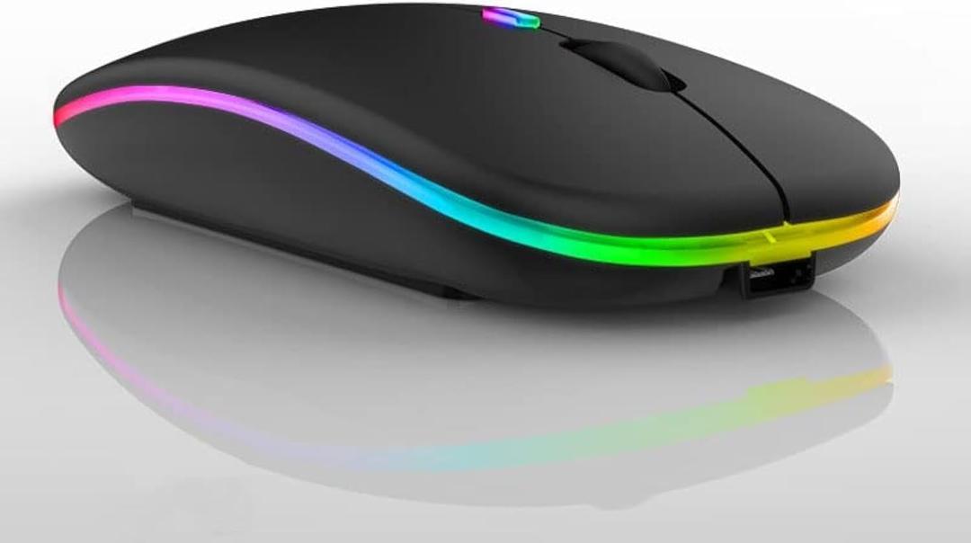 Wireless Bluetooth Rechargeabe Mouse for Laptop/iPad/iPhone/Mac(iOS 13.1 and Above)/Android PC,Led Slim USB Quiet Mice with Windows/Linux/Notebook/Mac/MacBook Air (Black)