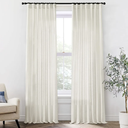 XTMYI 102 Inch Curtains 2 Panels Set Custom Length Back Tab Linen Window Sheer Privacy Thick Decorative Curtain Drapes for Living Room Bedroom,50x102 in Long,Cream(Ivory/Off White)