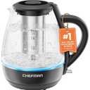 Chefman Electric Kettle with Tea Infuser, 1L 1500W, Removable Lid for Easy Cleaning, Boil-Dry Protection, Stainless Steel Filter, BPA Free, Auto Shut Off Hot Water Boiler, Small Electric Tea Kettle