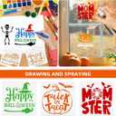 6" Halloween Stencils for Painting on Wood, 25 Pcs Reusable Plastic Drawing Spraying Templates for Greeting Cards, Crafts, Ornaments, Wall, Window, Door - Holiday DIY Decoration