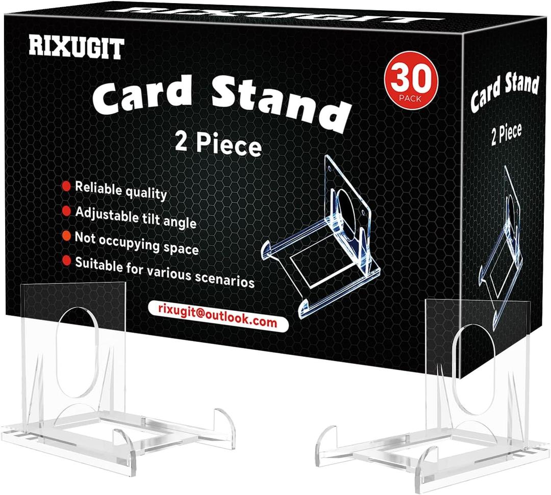 30Pack 2Piece Card Display Stands  baseball card stand, Small Stand for Card Holder, Card Stand, Transparent Display Stand for Magnetic Card Case, Showcase Top Loaders,Hard Sleevse Display Stand