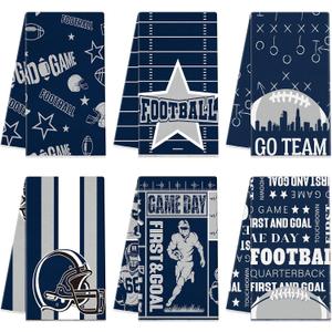 Peryiter 6 Pcs Football Hand Towels Sport Party Decorative Towels for Men Kitchen Dish Sports Theme Birthday Party Supply for Housewarming Gifts Cooking Home, 28 x 18 Inch (Blue, Cowboy)