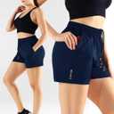 NELEUS Women's 4 Inches Running Shorts Workout Athletic Short for Yoga with Pocket,9066,Black/Grey/Navy Blue,3 Pack, X-Large