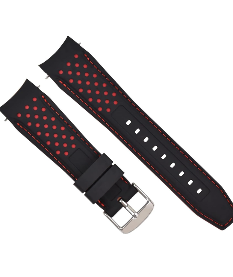 Ewatchparts 22mm Curved Rubber Strap Perforated Compatible With Citizen Eco Drive Watch Black With Red Stitching Ewatchparts 22mm Curved Rubber Strap Perforated Compatible With Citizen Eco Drive Watch Black With Red Stitching