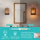 Boho Rattan Wall Sconces Set of Two, Farmhouse Wall Light Fixtures Lighting with Hand Woven Hemp Rope Shade Bedside Wicker Wall Lamp, Wall Mount Light Fixture for Bedroom Living Room Bathroom Stairway, Hardwired Set of 2