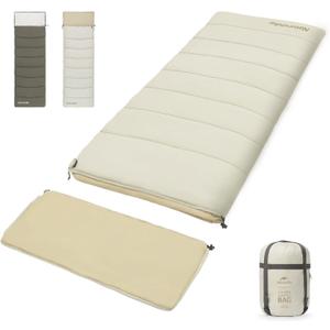 Naturehike Camping Sleeping Bag for Adults, 36/54, Spliceable Double Sleeping Bag 3 Seasons, Lightweight Waterproof Sleep Bags for Cold&Warm Weather (Off white-ISO limit 46)
