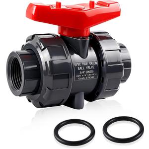 Boltigen 3/4" NPT UPVC True Union Ball Valve, DN25 Threaded PVC Full Port Shut Off Ball Valve for Water System