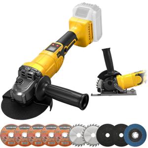 2-in-1 Cordless Angle Grinder & Circular Saw for Dewalt 20V Max Battery (Tool Only), 4-1/2" to 5", 180 Rotating Head, 3-Speed with LED Display, 9300RPM Brushless for Cutting, Grinding, Polishing