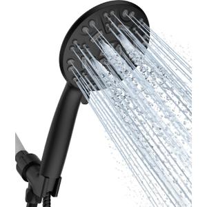 Cobbe 8 Functions Shower Head with handheld, High Pressure Shower, Head with Hose, Adjustable Bracket, Rubber Washers (Matte Black)