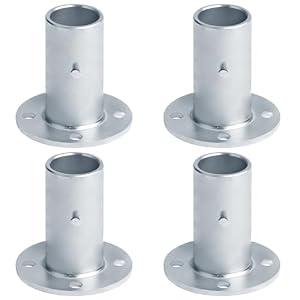 GBGS 4 Pack 1-5/8" Chain Link Fence Post Floor Flanges,Heavy Duty Round Post Base,3-1/2" Height