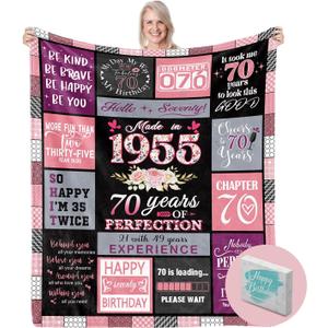 70th Birthday Gifts for Women, 70th Birthday Blanket Gifts for 70 Year Old Woman, Womens 70th Birthday Gifts, 70 Year Old Birthday Gifts for Women, 1955 Birthday Gifts for Women