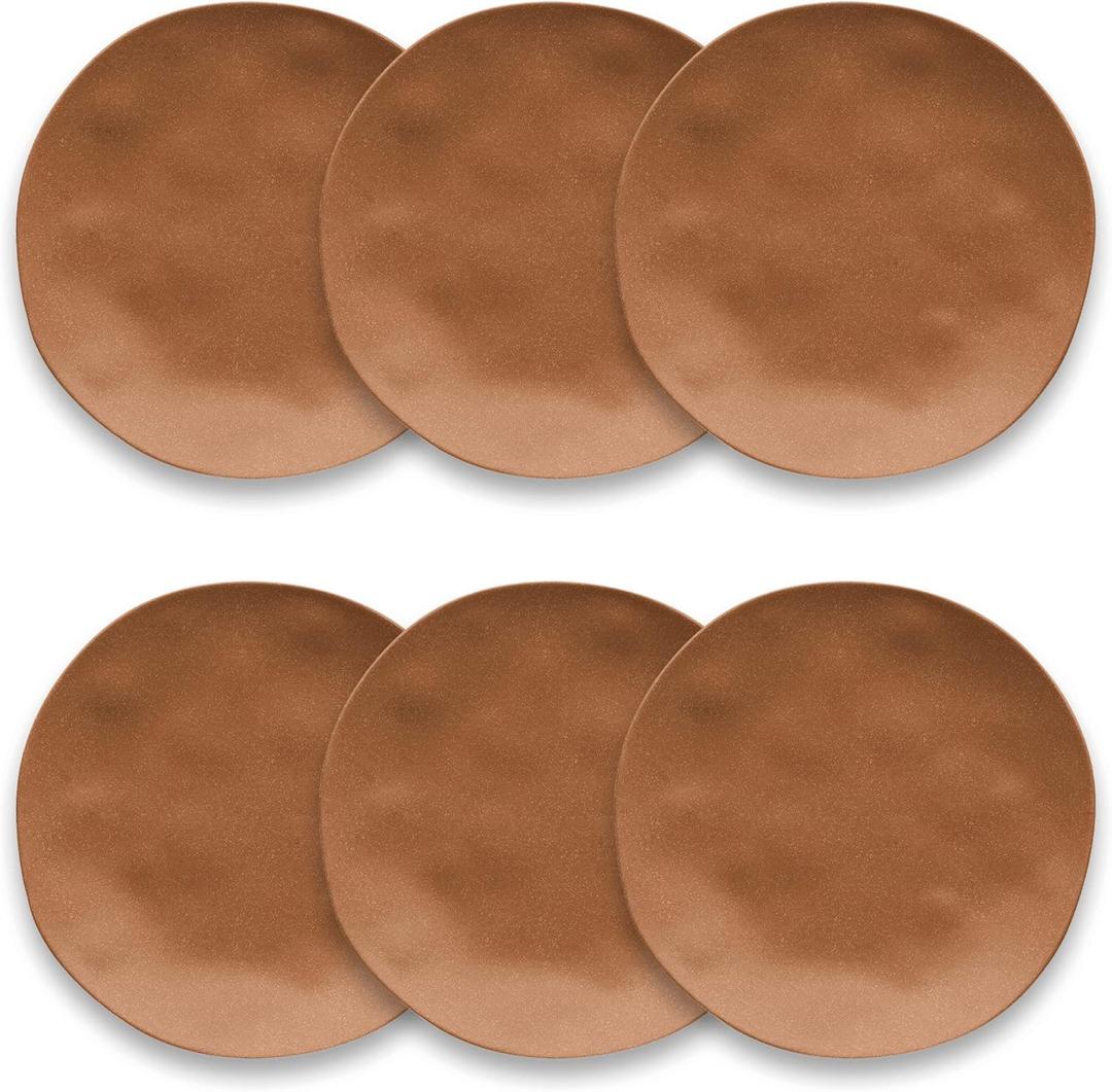 TarHong Matte Terra Cotta Salad Plate, 8.5 x 0.9, Planta (Majority Plant Based Melamine Material), Shatterproof, Indoor/Outdoor, Set of 6