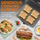 Baker’s Friend Panini Grill Press Sandwich Maker, 4-Slices Panini Press Maker, Grill Cheese Sandwich Maker, Indoor Grill Electric, Non Stick Surfaces, Stainless Steel