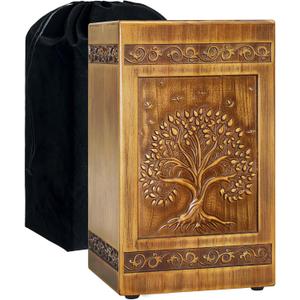 Wood Urn for Ashes for Women Tree of Life Carving Cremation Urns for Human Ashes Adult Male Female - Large 270 Cubic Inch, Funeral Memorial Decorative Urn Box with Satin Bag (Nostalgia)