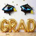 Gold Grad Balloons, Graduation Cap Foil Mylar Balloon 2026 Congrats Grad Decorations 40inch Graduation Letters Balloon Banner for High School College Class of 2026 Congratulations Graduate Party Decor