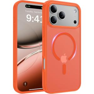 Magnetic for iPhone 17 Pro Max Case, [Anti-Slip] [Military-Grade Drop Protection] [Camera Protection] Skin-Friendly Slim Matte Shockproof Protective Case for iPhone 17 Pro Max, Orange