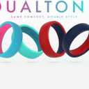 Enso Rings Dual Tone Silicone Wedding Ring  Two Tone Hypoallergenic Wedding Band  Comfortable Band for Active Lifestyle - Medical Grade Silicone  1.75mm Thick Unisex Band (Teal/Aqua)