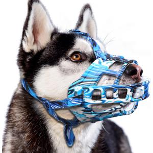 Basket Dog Muzzle for Prevent Biting  Breathable & Adjustable Muzzles for Large, Medium & Small Dogs Allows Panting, Drinking & Treats Perfect for Grooming, Training & Reactive Dog, Blue, Size 3