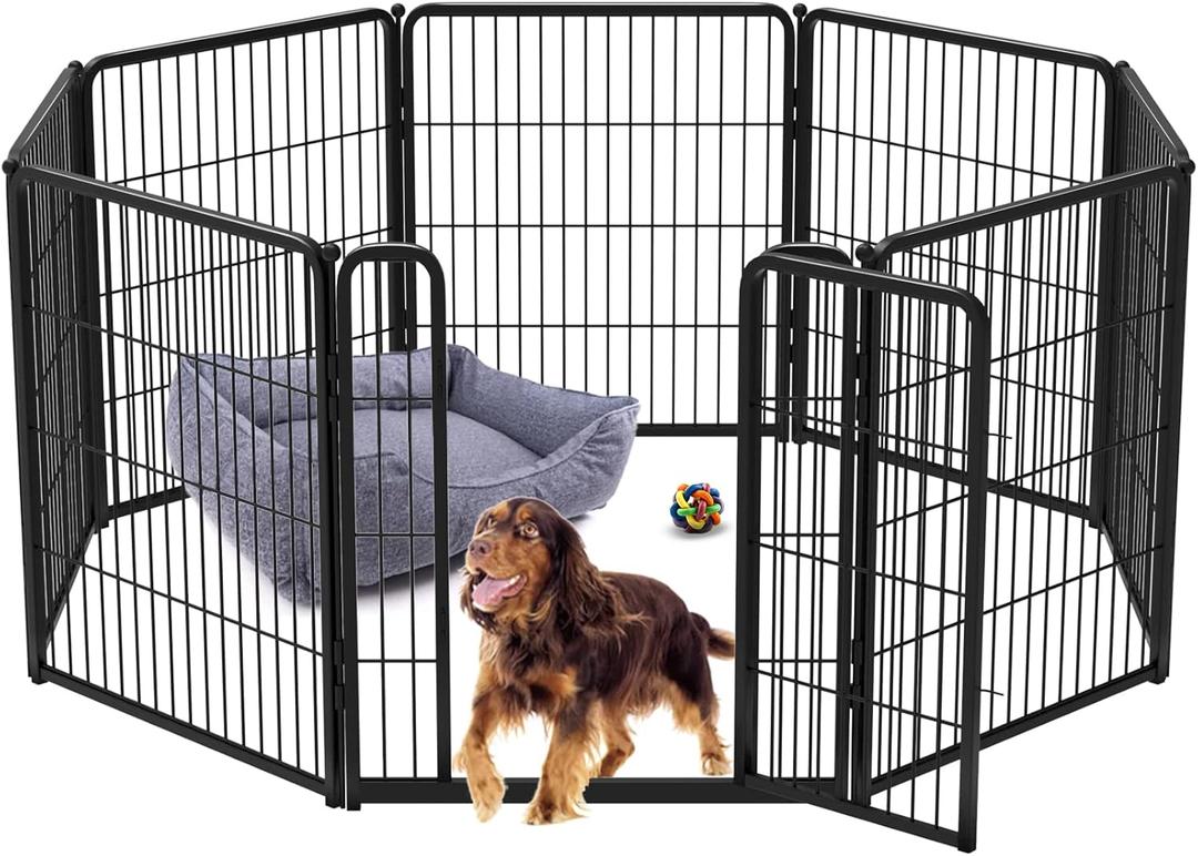 FXW Homeplus Dog Playpen for Indoor Use - Stress-Free and Safe Play, Heavy Duty 32 Inch 8 Panels Dog Pen for Puppies, Small and Medium Dogs, BlackPatented (32"H (Black))
